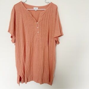 J Jill Linen Blend Coral Top Size 3X NEW
